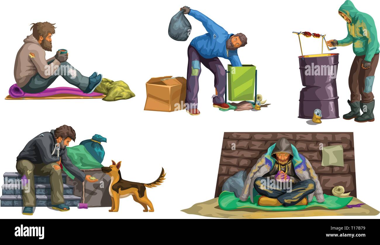 Senzatetto impostato su bianco 04 Illustrazione Vettoriale