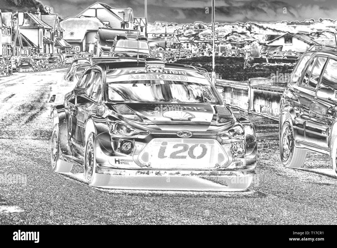 Cambrian Rally Llandudno, l'effetto cromato dare un'immagine un aspetto metallico Foto Stock