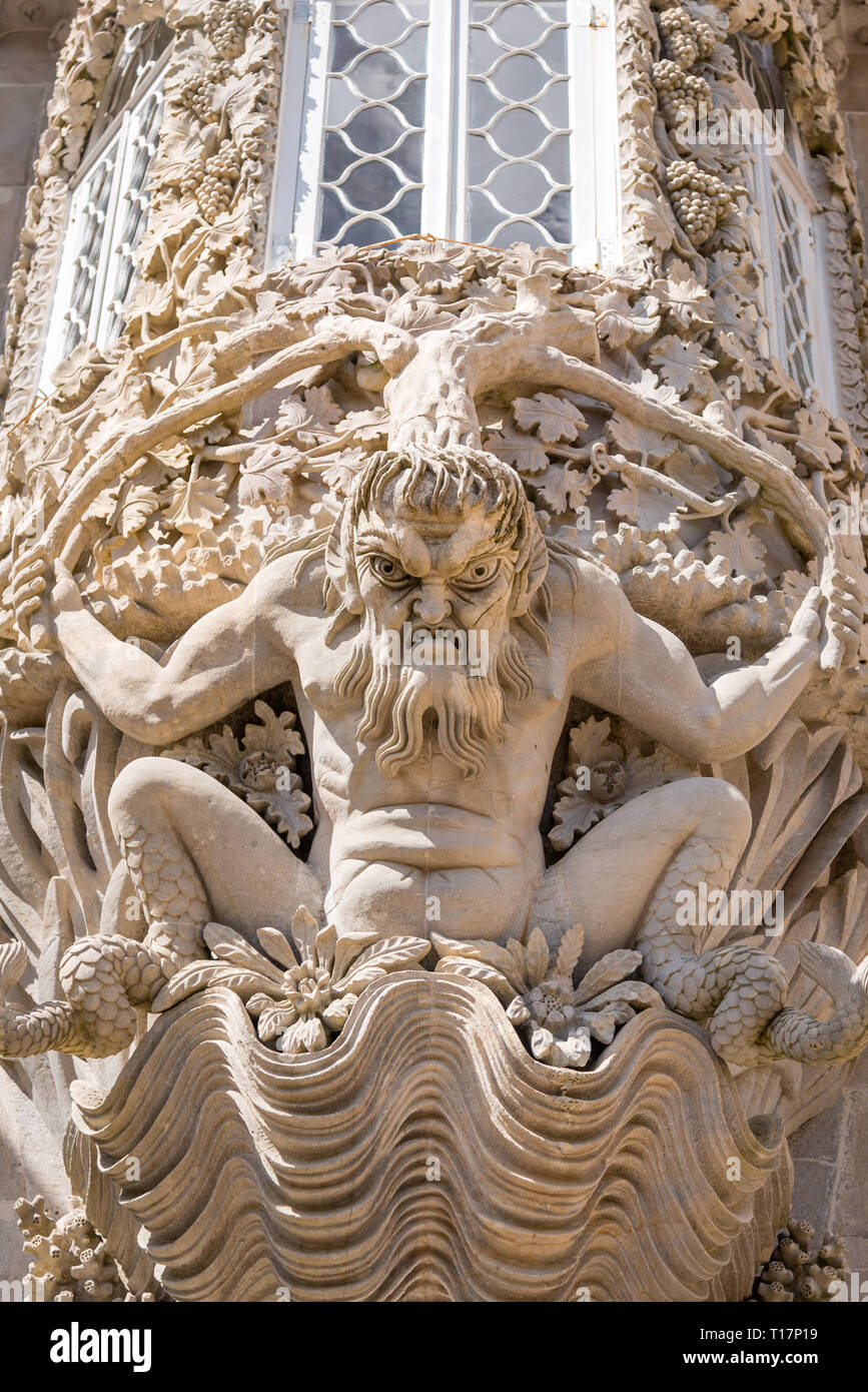 Pena Palace. Il palazzo è un sito Patrimonio Mondiale dell'UNESCO e una delle sette meraviglie del Portogallo. Sintra, Portogallo Foto Stock