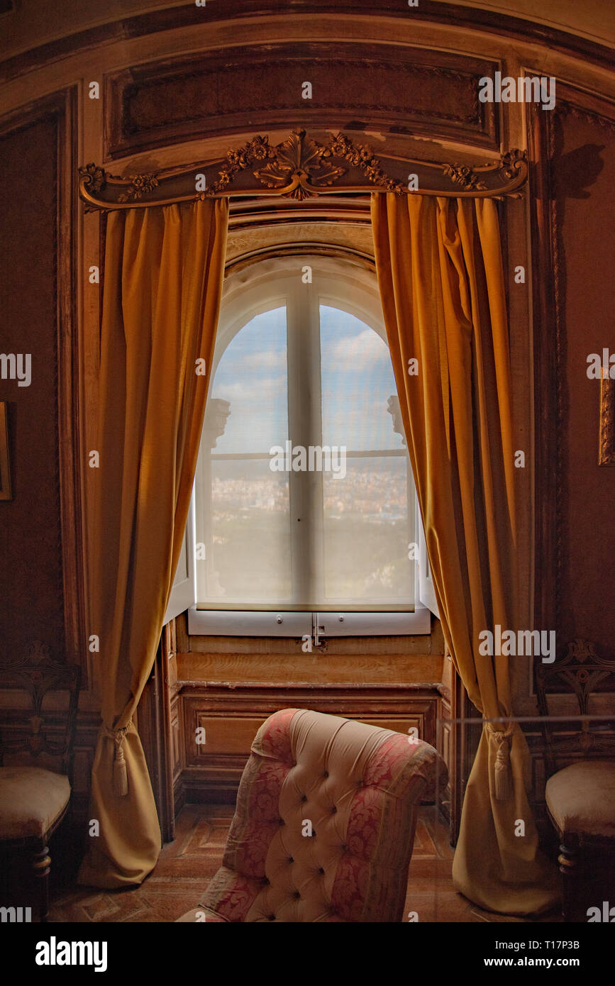 All'interno di Pena Palace. Il palazzo è un sito Patrimonio Mondiale dell'UNESCO e una delle sette meraviglie del Portogallo. Sintra, Portogallo Foto Stock