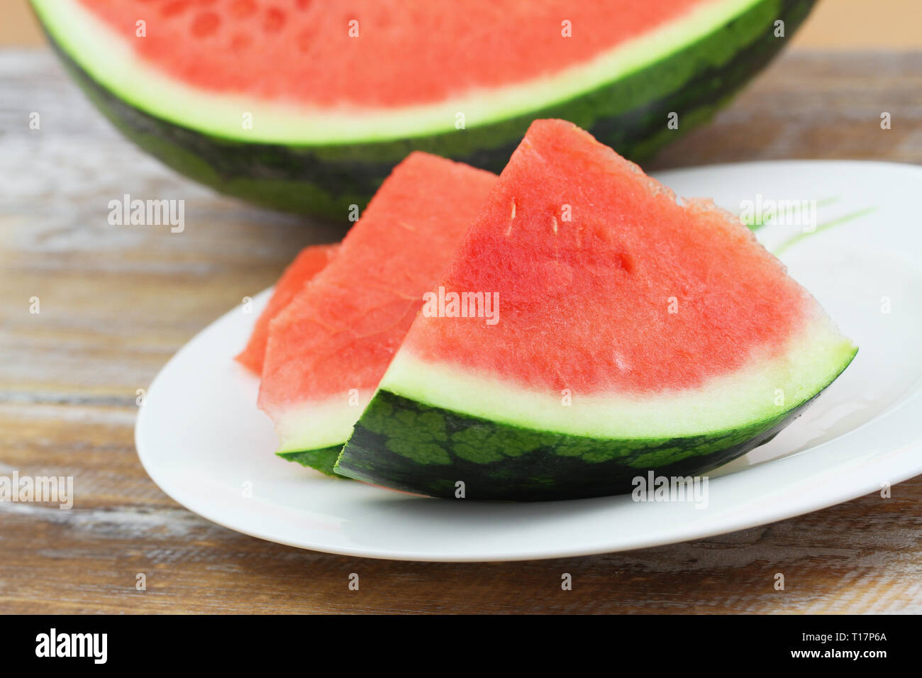 Alcune fette di fresco di cocomero, primo piano Foto Stock