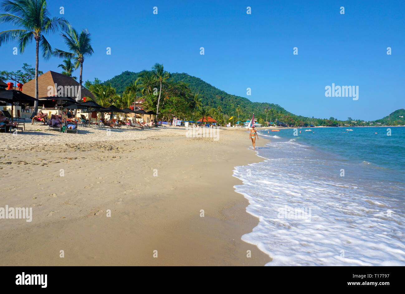 Lamai Beach su Koh Samui, Golfo di Thailandia, Tailandia Foto Stock