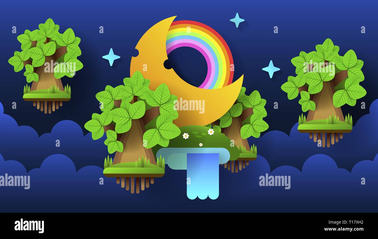 Illustrazione astratta con carattere blu notte . Illustrazione Vettoriale sullo sfondo della natura. Estate illustrazione vettoriale. Cielo notturno di disegno vettoriale. Estate auto Illustrazione Vettoriale