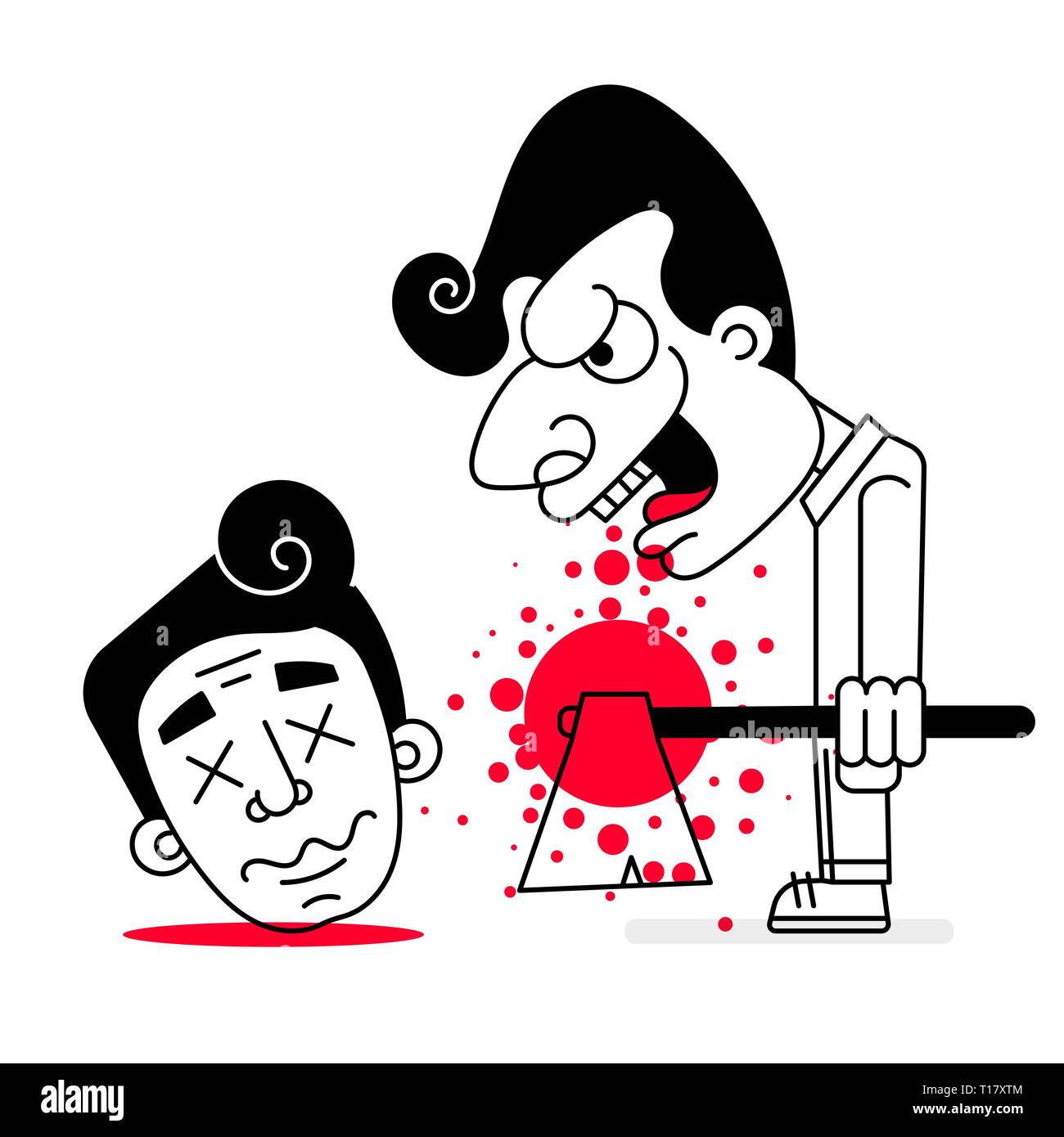 Serial Killer con armi a freddo e sangue illustrazione vettoriale di happy Halloween Illustrazione Vettoriale