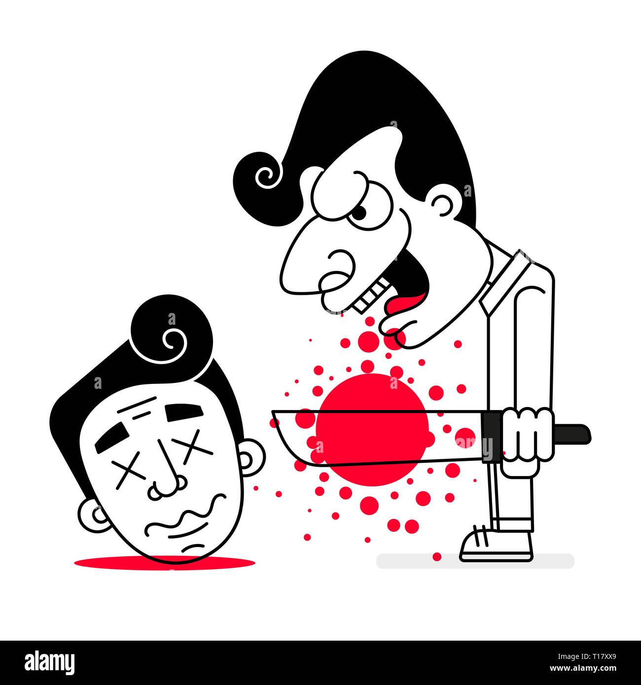 Serial Killer con armi a freddo e sangue illustrazione vettoriale di happy Halloween Illustrazione Vettoriale