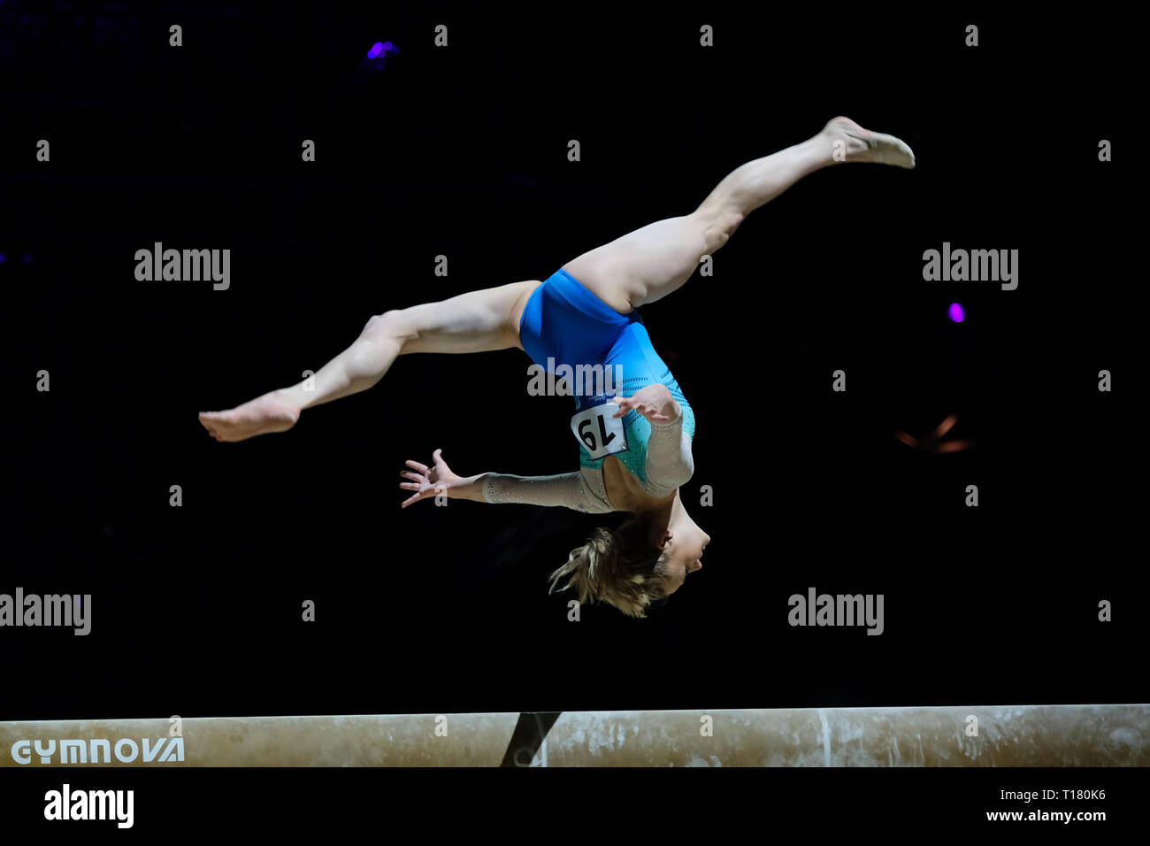 Birmingham, Regno Unito. 23 Marzo 2019.Riley McCusker (USA) esecuzione alla donna della concorrenza per la ginnastica di Coppa del Mondo a Birmingham, Regno Unito. Credito: Giovanni Strondl. Credito: Giovanni Strondl/Alamy Live News Foto Stock