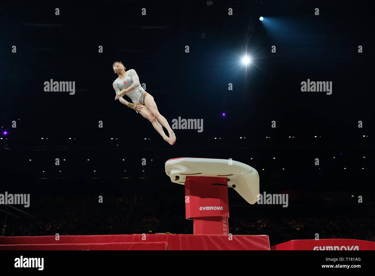 Birmingham, Regno Unito. 23 Marzo 2019.Jieyu Liu (CHN) esecuzione alla donna della concorrenza per la ginnastica di Coppa del Mondo a Birmingham, Regno Unito. Credito: Giovanni Strondl. Credito: Giovanni Strondl/Alamy Live News Foto Stock