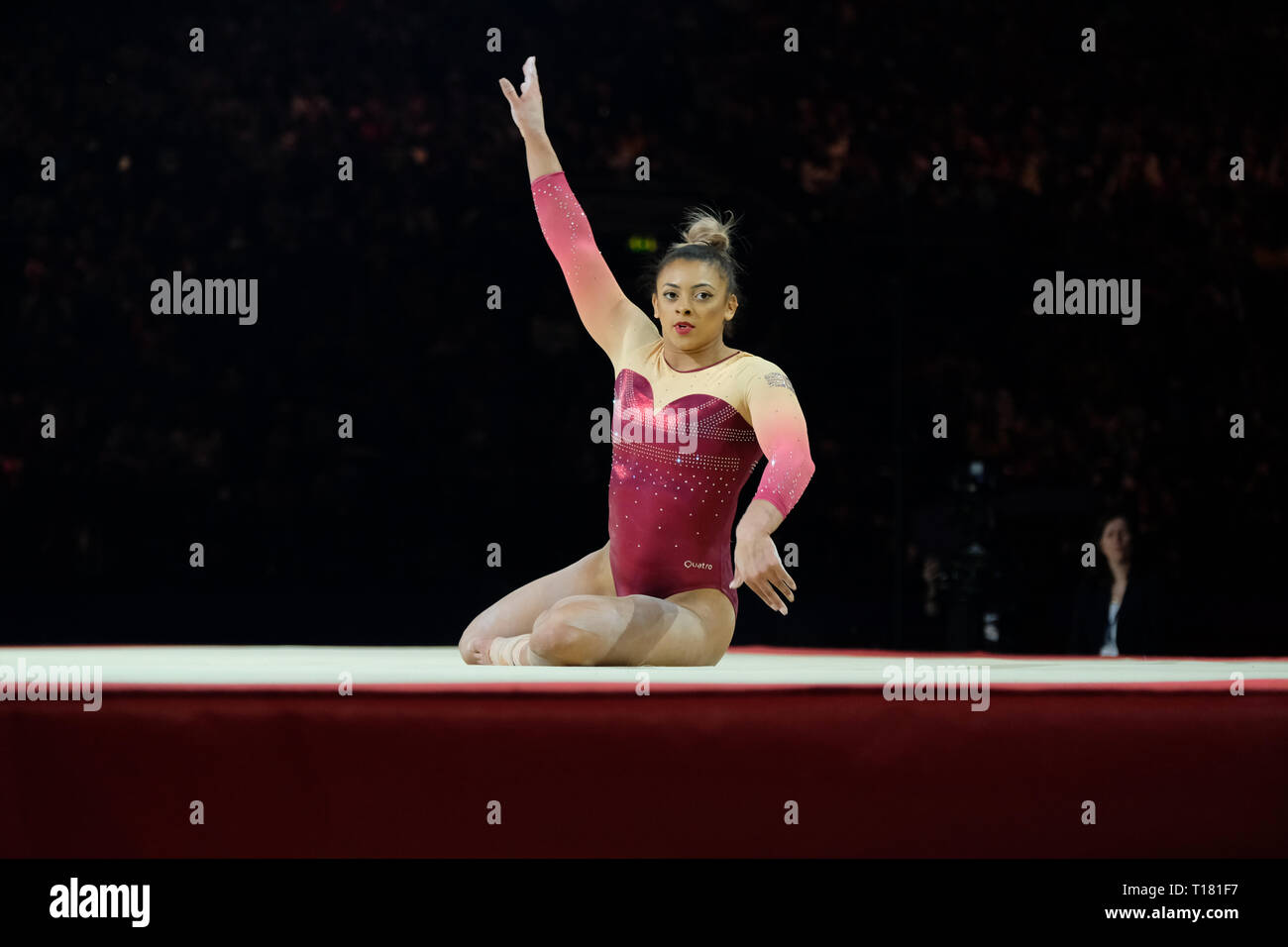 Birmingham, Regno Unito. 23 Marzo 2019.Ellie Downie (GBR) esecuzione alla donna della concorrenza per la ginnastica di Coppa del Mondo a Birmingham, Regno Unito. Credito: Giovanni Strondl. Credito: Giovanni Strondl/Alamy Live News Foto Stock