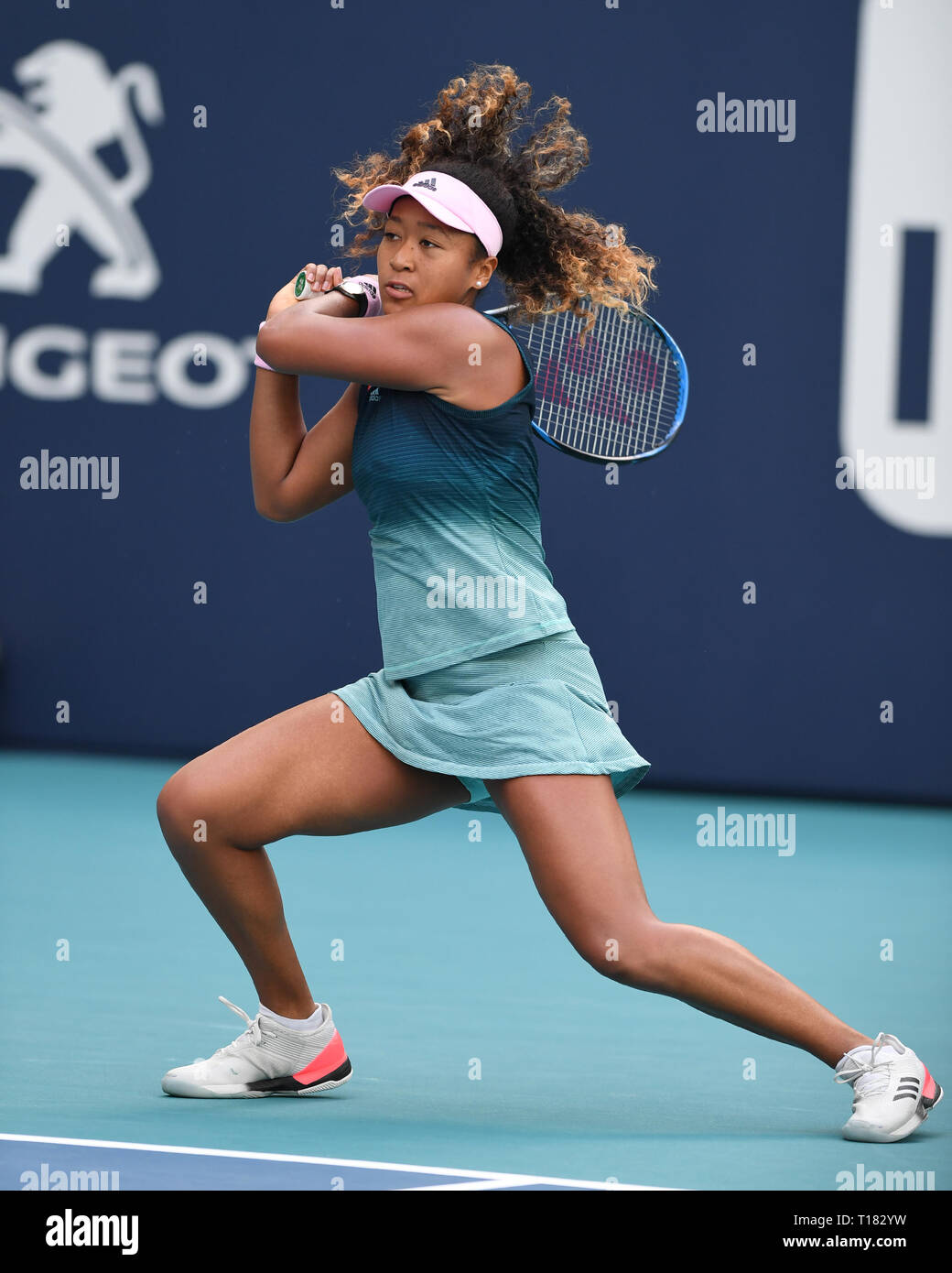 Miami, Stati Uniti d'America. 23 Mar, 2019. Naomi Osaka Vs Su-Wei Hsieh su Stadium corte durante il Miami Open svoltasi all'Hard Rock Stadium il 23 marzo 2019 nei giardini di Miami, Florida. Credito: Mpi04/media/punzone Alamy Live News Foto Stock