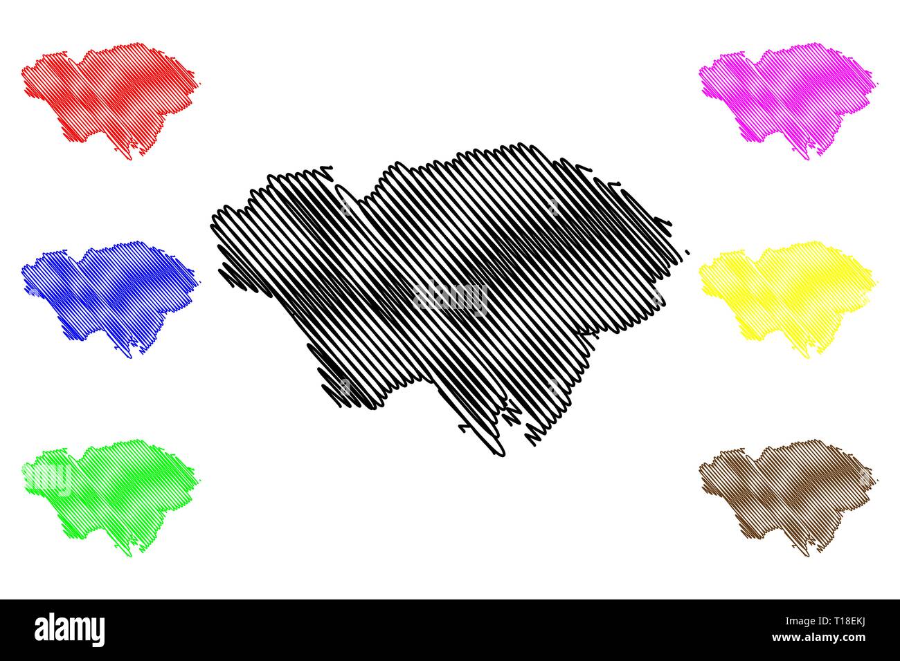 Cardiff (Regno Unito, Galles Cymru, principali zone del Galles) mappa illustrazione vettoriale, scribble schizzo Città e Contea di Cardiff map Illustrazione Vettoriale