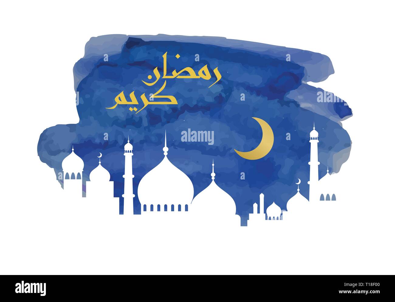 Il Ramadan kareem banner, biglietto di auguri . Lanterna islamica e luna sfondo. Illustrazione Vettoriale Illustrazione Vettoriale