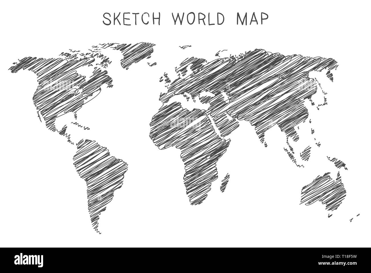 Schizzo mappa del mondo Illustrazione Vettoriale