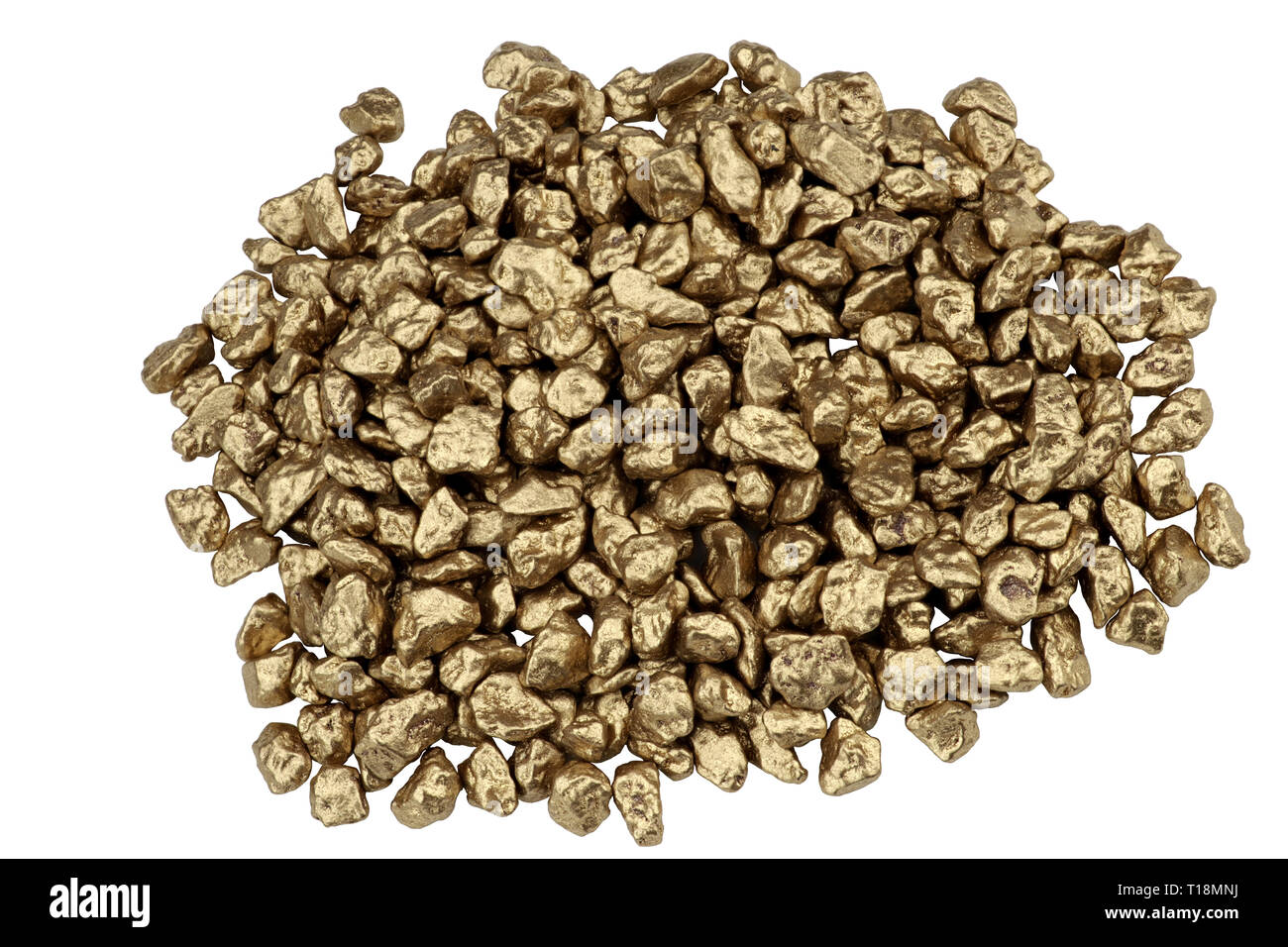 Un mucchio di golden split stones - isolato su uno sfondo bianco Foto Stock