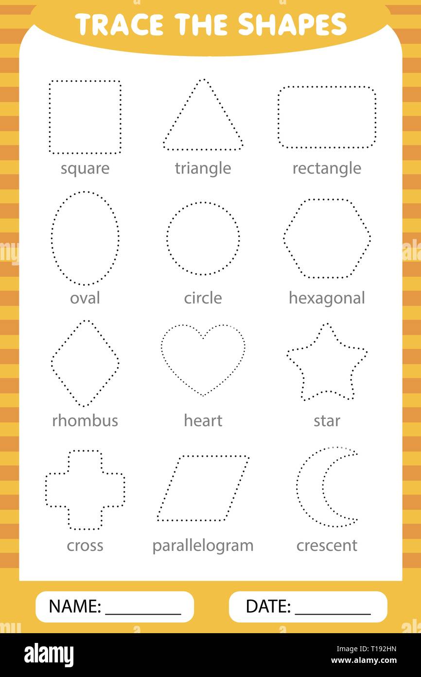 Di apprendimento per i bambini, attività di disegno. tracciare le forme geometriche attorno al contorno. tracciare le forme Illustrazione Vettoriale