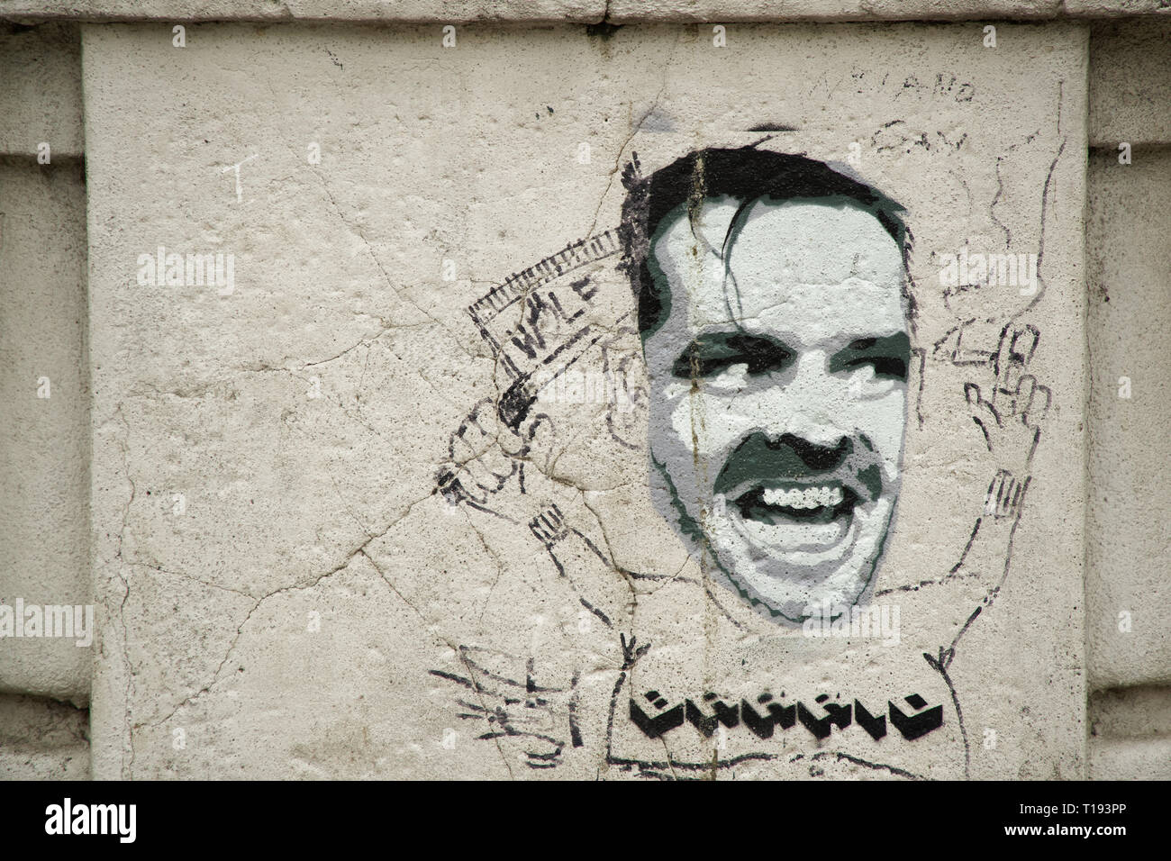 Torino, Italia, 17.03.2019: street art - Ritratto di Jack Nicholson dal film uno è volato oltre il cuculo's Nest Foto Stock