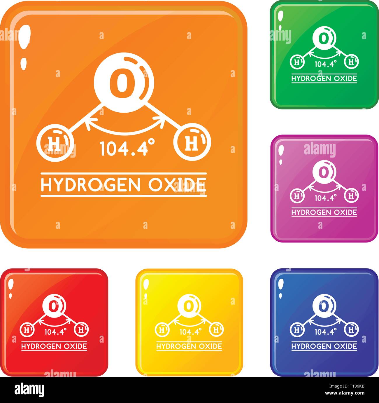 Molecola di acqua set di icone a colori del vettore Illustrazione Vettoriale