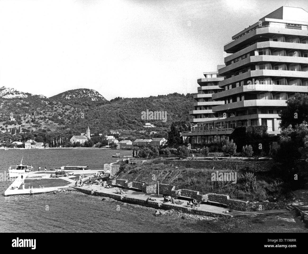 Geografia / viaggi storico, Croazia, isole, Lopud, hotel facility con il lido, visualizzare 1972, Additional-Rights-Clearance-Info-Not-Available Foto Stock