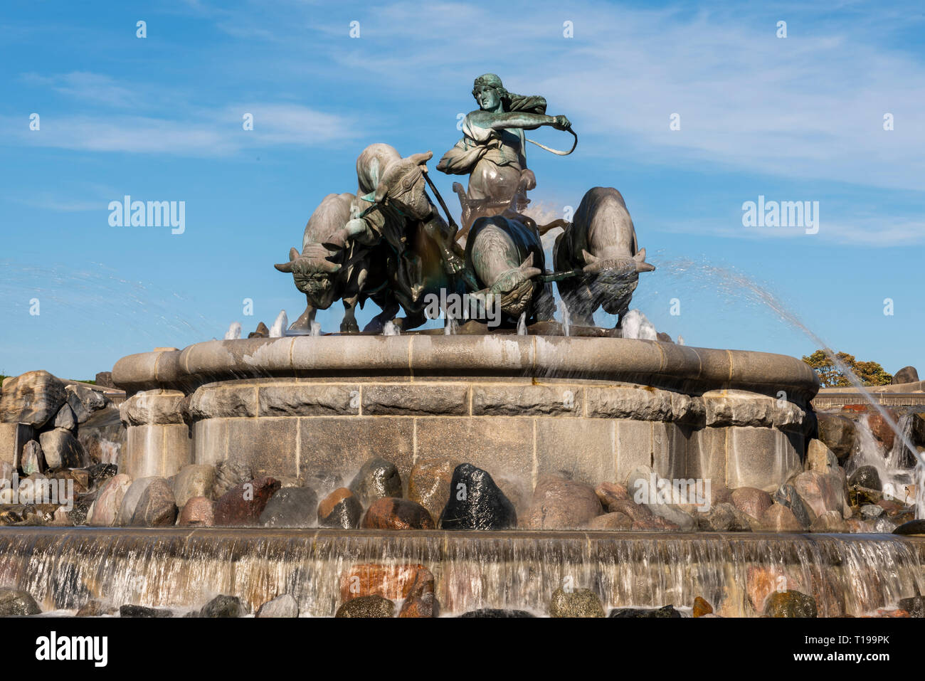 Gefionspringvandet, Fontana Gefion con statua della dea Gefjon. Foto Stock