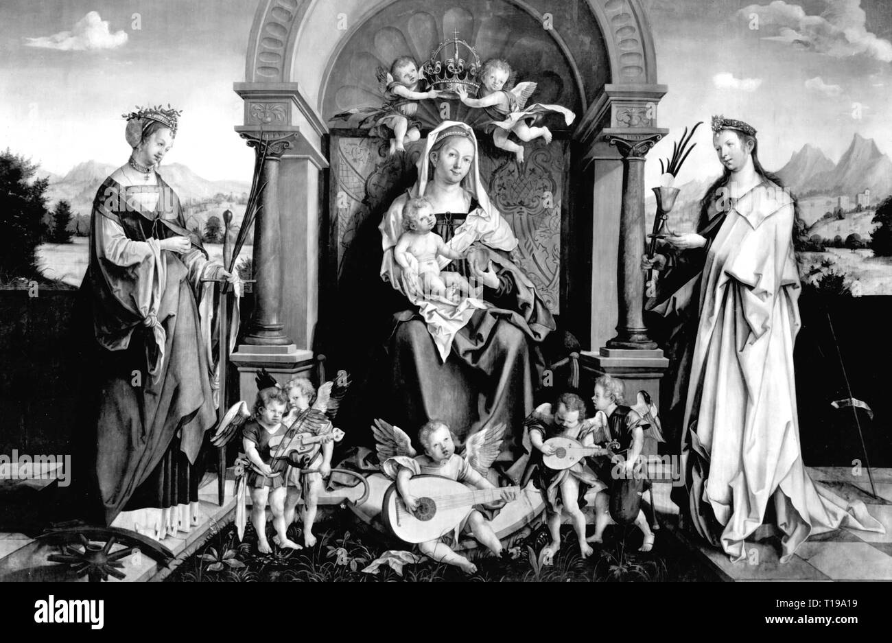 La religione, il cristianesimo, Madonna / Maria con Bambino, foto commemorative per provost Lorenz Tucher, pittura, da Hans di Kulmbach (circa 1480 - circa 1522), 1513, Chiesa di S. Sebaldo, Norimberga, artista del diritto d'autore non deve essere cancellata Foto Stock