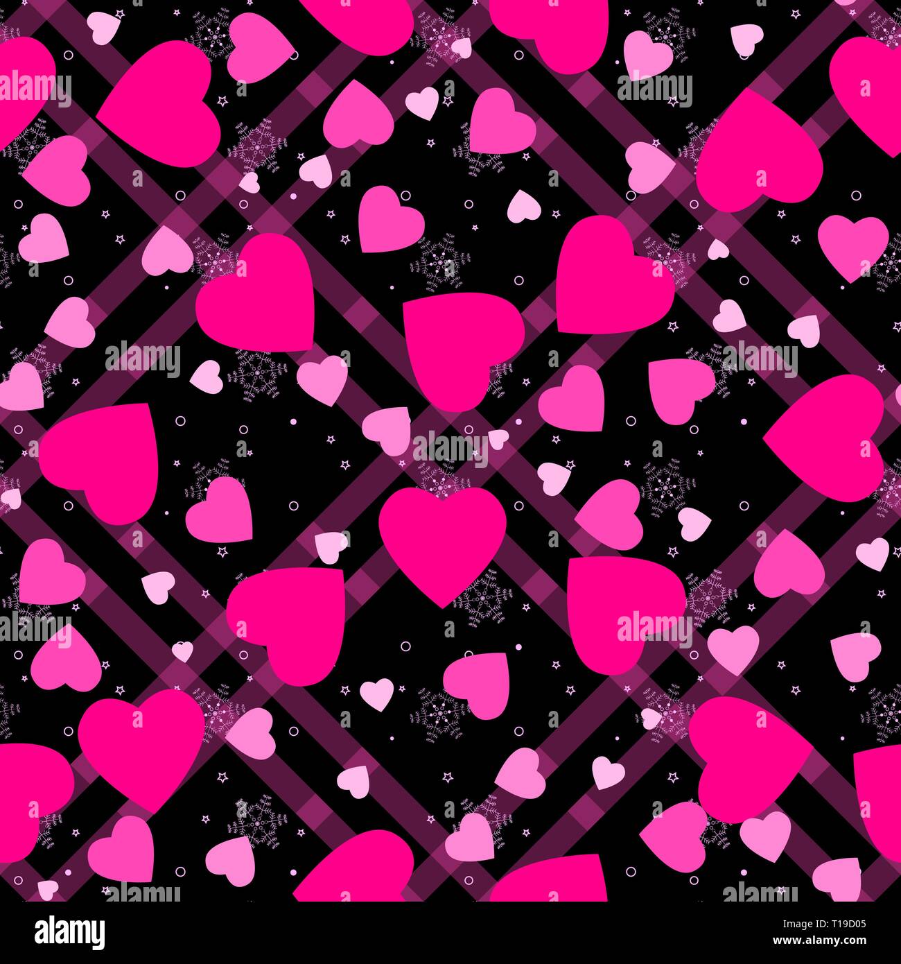 Cuore senza giunture tartan pattern di sfondo. Cuore rosa. La progettazione di packaging per la confezione regalo. Geometrica astratta background moderno. Illustrazione Vettoriale. D arte Illustrazione Vettoriale