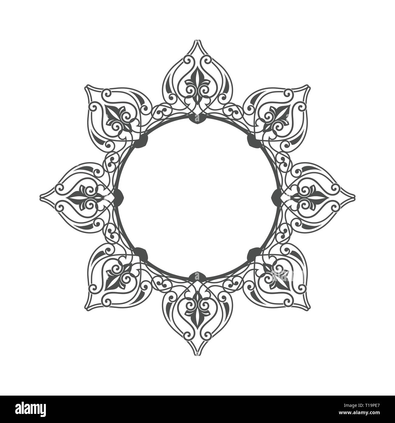 Fiore circolare ornamento etnico simbolo vettore Logo grafico del modello di progettazione Illustrazione Vettoriale