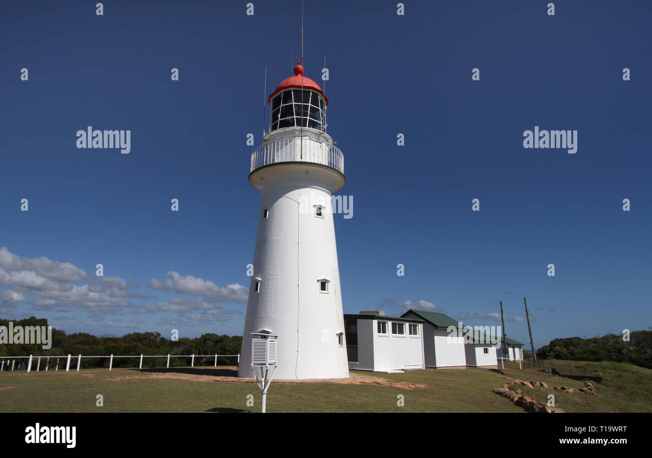 Testa Bustard Stazione di luce a testa Bustard tra Gladstone e la città di diciassette anni Settanta - sulla costa del Queensland, Australia. Il faro Foto Stock
