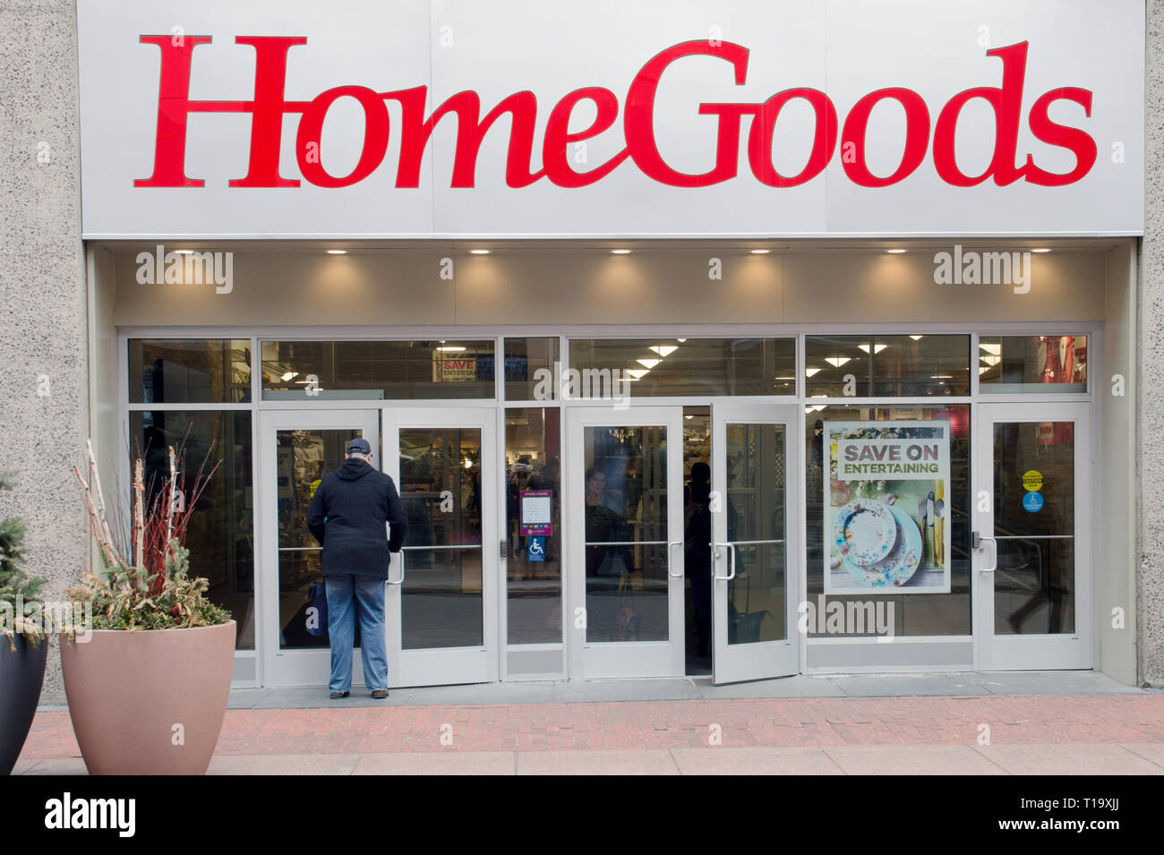 HomeGoods ingresso del negozio presso il Downtown Crossing in Boston, Massachusetts, STATI UNITI D'AMERICA Foto Stock