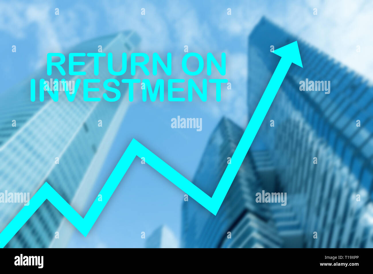 ROI - ritorno degli investimenti. La borsa e la crescita finanziaria concetto sul business sfocata sullo sfondo al centro. Foto Stock