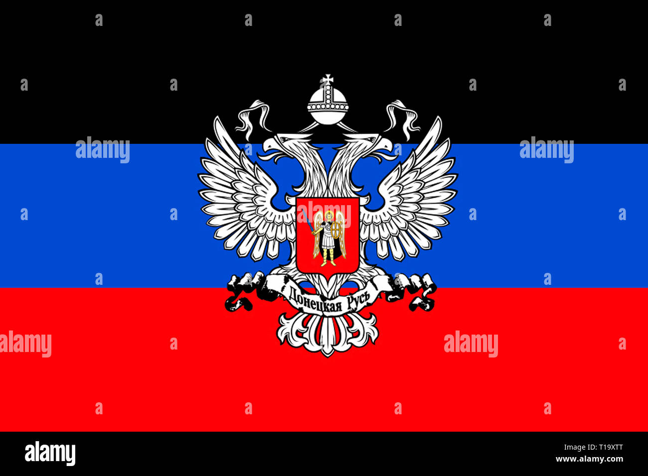 Bandiera dei separatisti Repubblica Popolare di Donetsk.in Ucraina orientale - Ucraina. Foto Stock