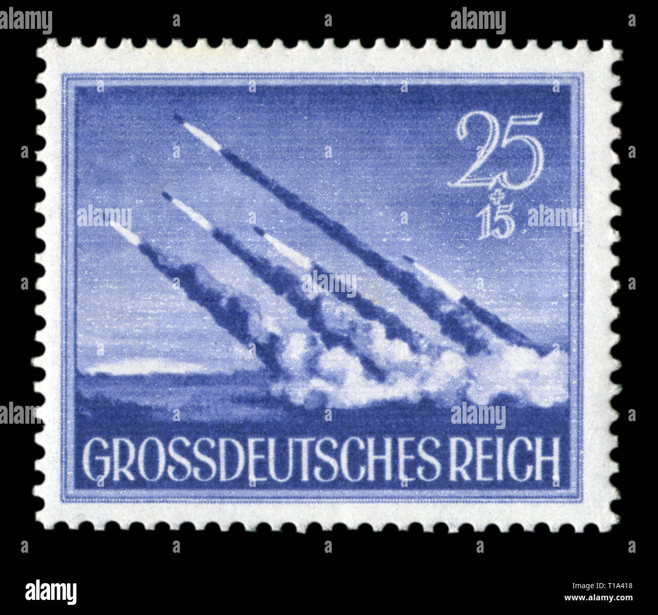 German Historical timbro: Razzo Nebelwerfer mortaio. Giornata di commemorazione dei caduti, problema 1944, Germania Foto Stock