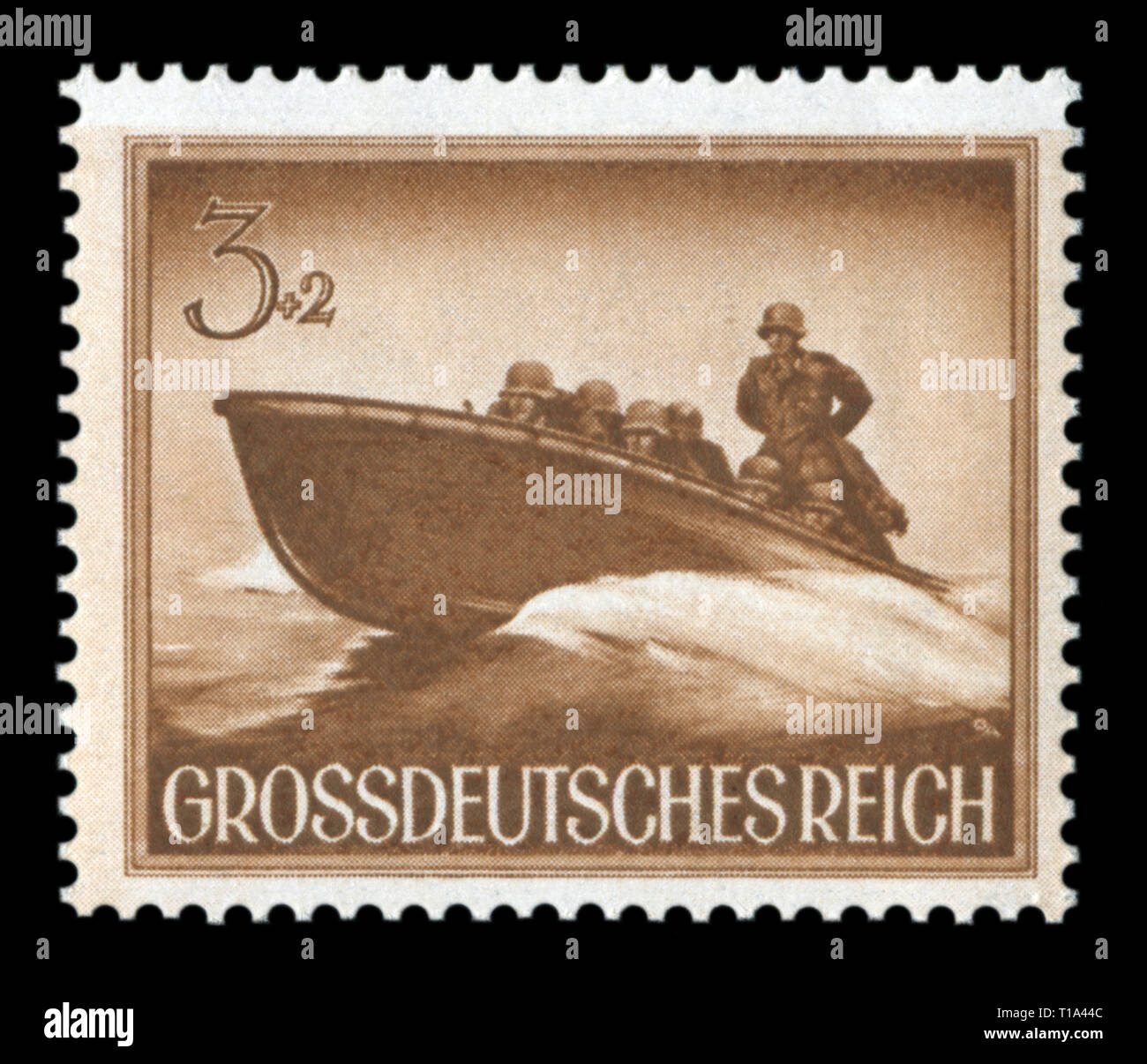 German Historical timbro: Wehrmacht assalto barca. L'Esercito del terzo Reich. Giornata di commemorazione dei caduti, problema 1944, Germania Foto Stock