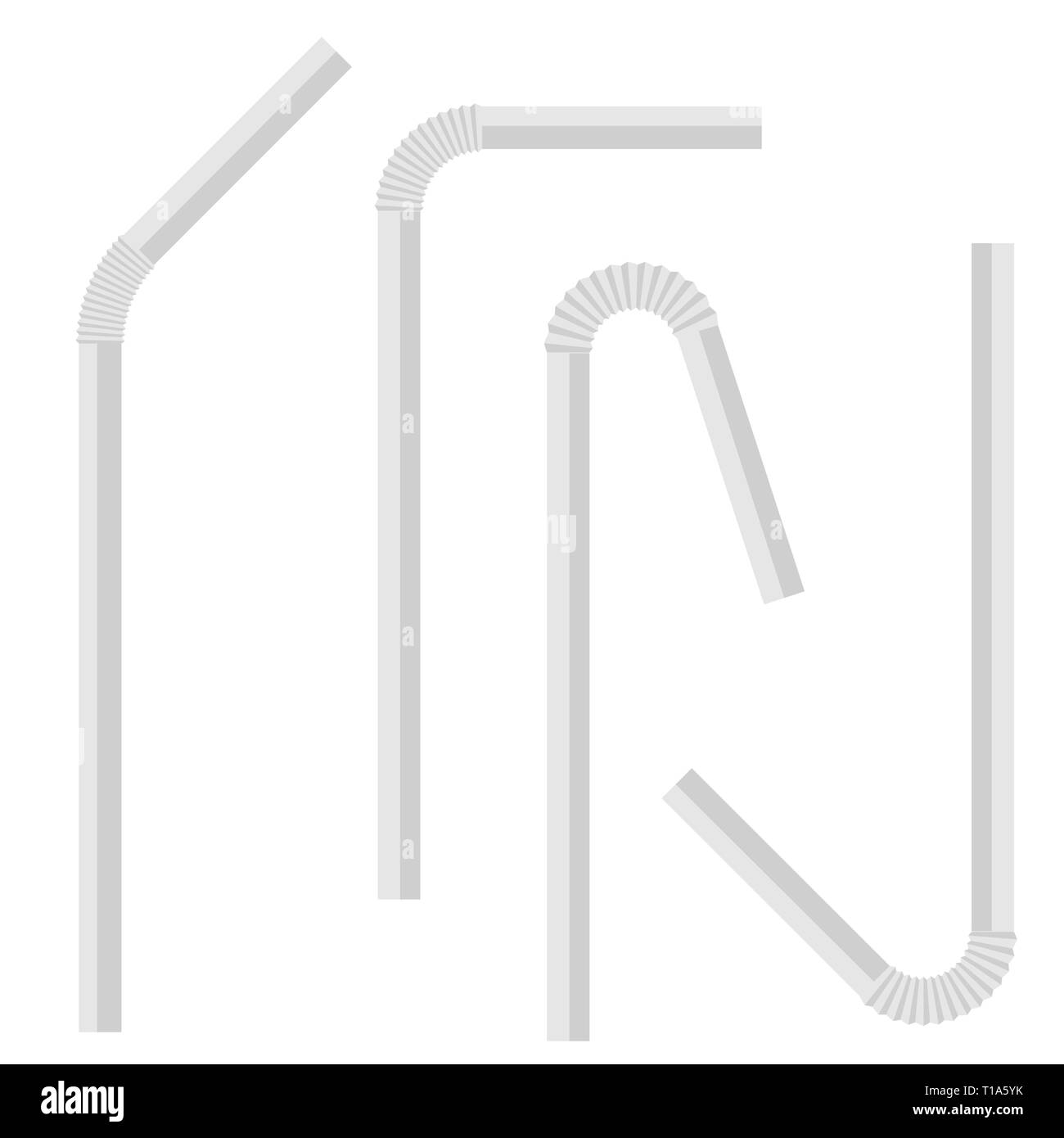 Vuoto bere bianco cannucce Set. Illustrazione Vettoriale Illustrazione Vettoriale