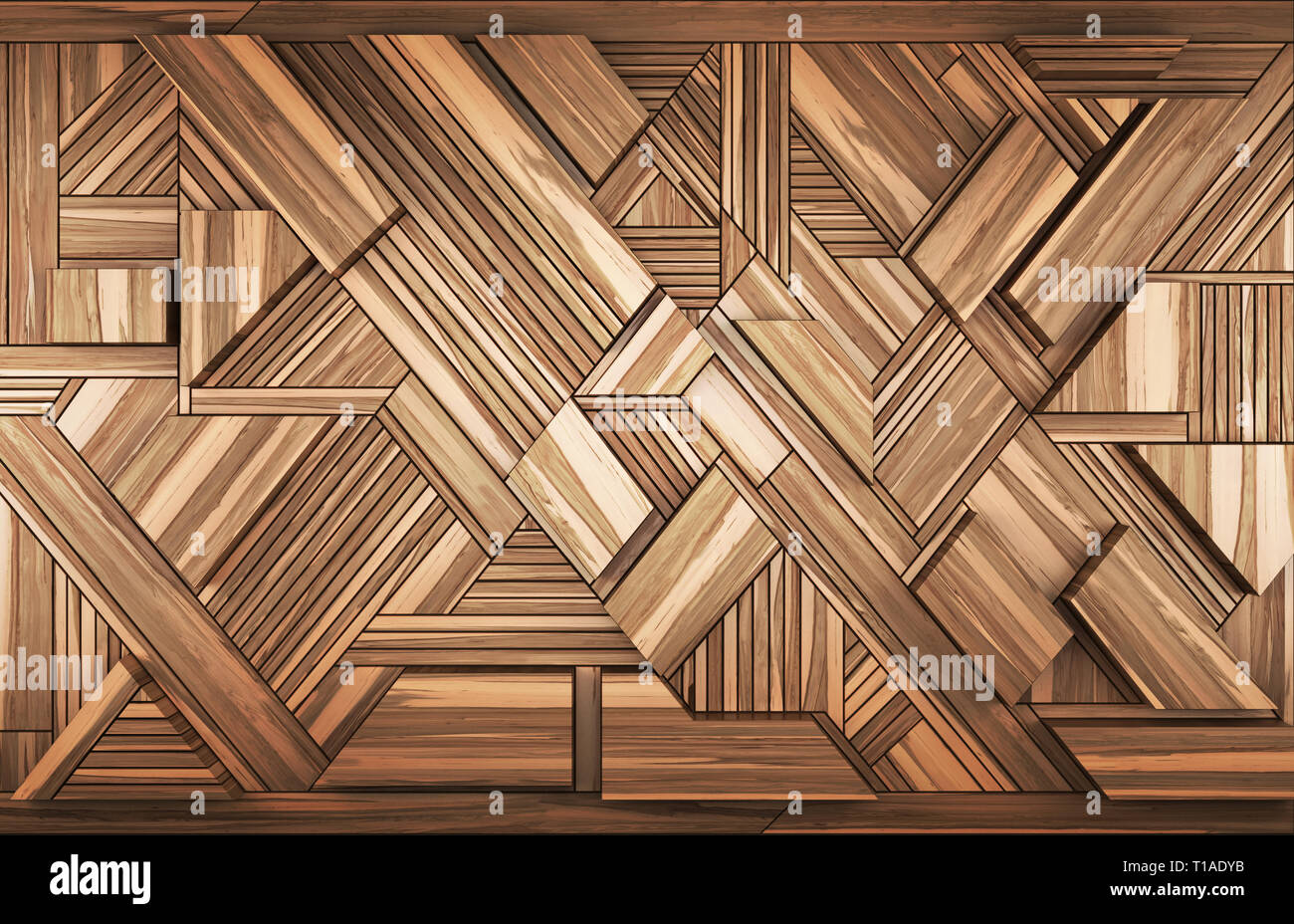 3D Interni di elemento di decorazione per parete (abstract legno) Foto Stock