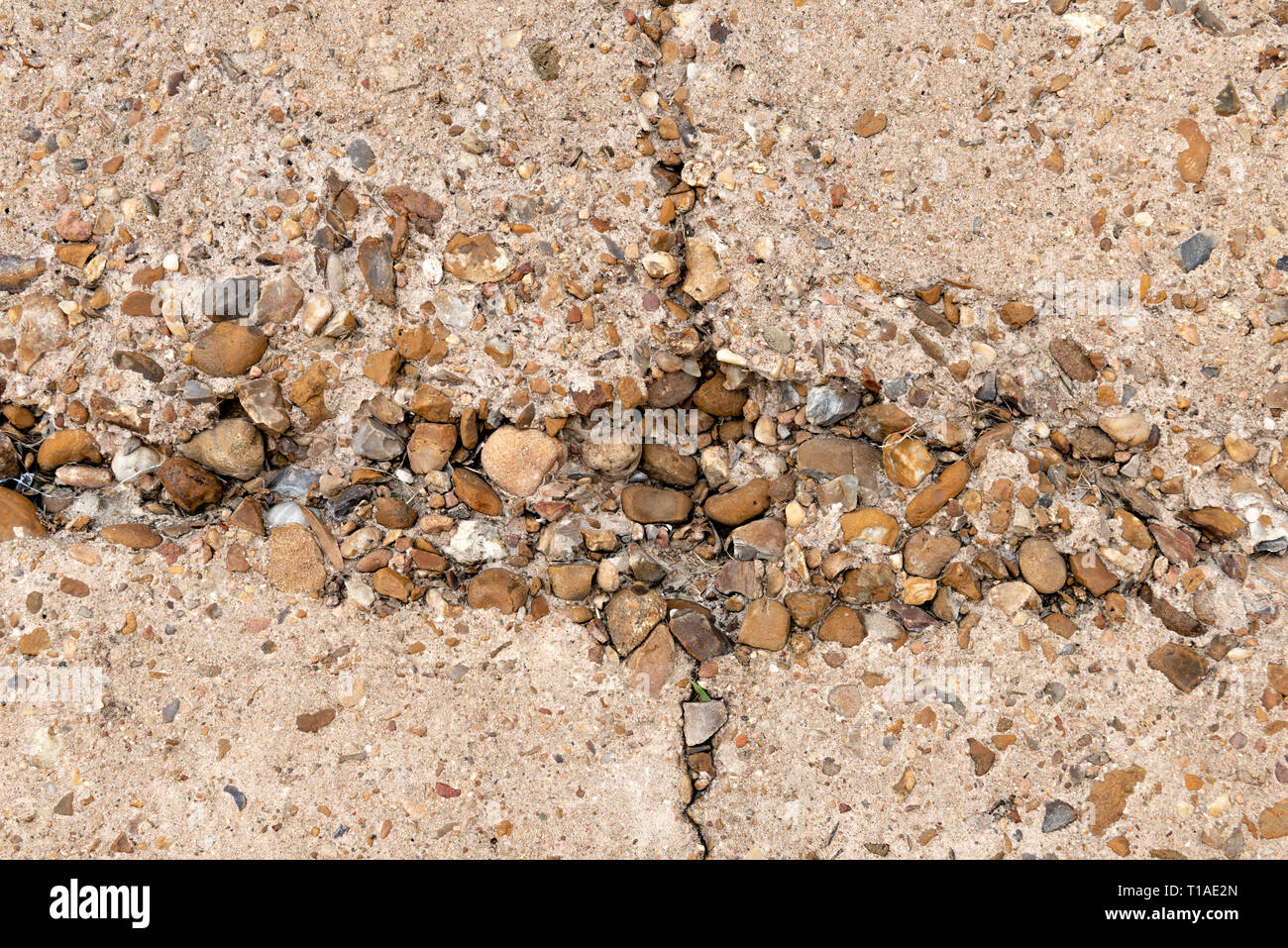 Calcestruzzo eroso con aggregato esposto sul muro di mare in Galveston Texas USA Foto Stock