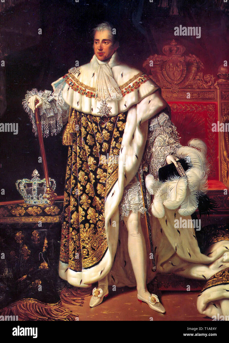 Ritratto di Carlo X di Francia in vesti di incoronazione - Robert LefEvre, 1825 Foto Stock