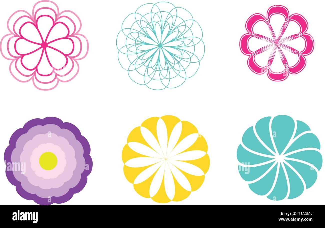 Icone di fiori, vettore illustrazione, diversi tipi di fiori di icone,carino icone del fiore, vettore semplice del fiore. Illustrazione Vettoriale