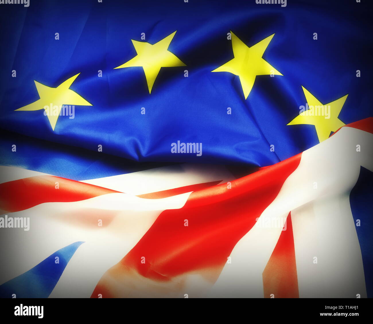 Regno Unito e Unione europea bandiere combinati Foto Stock