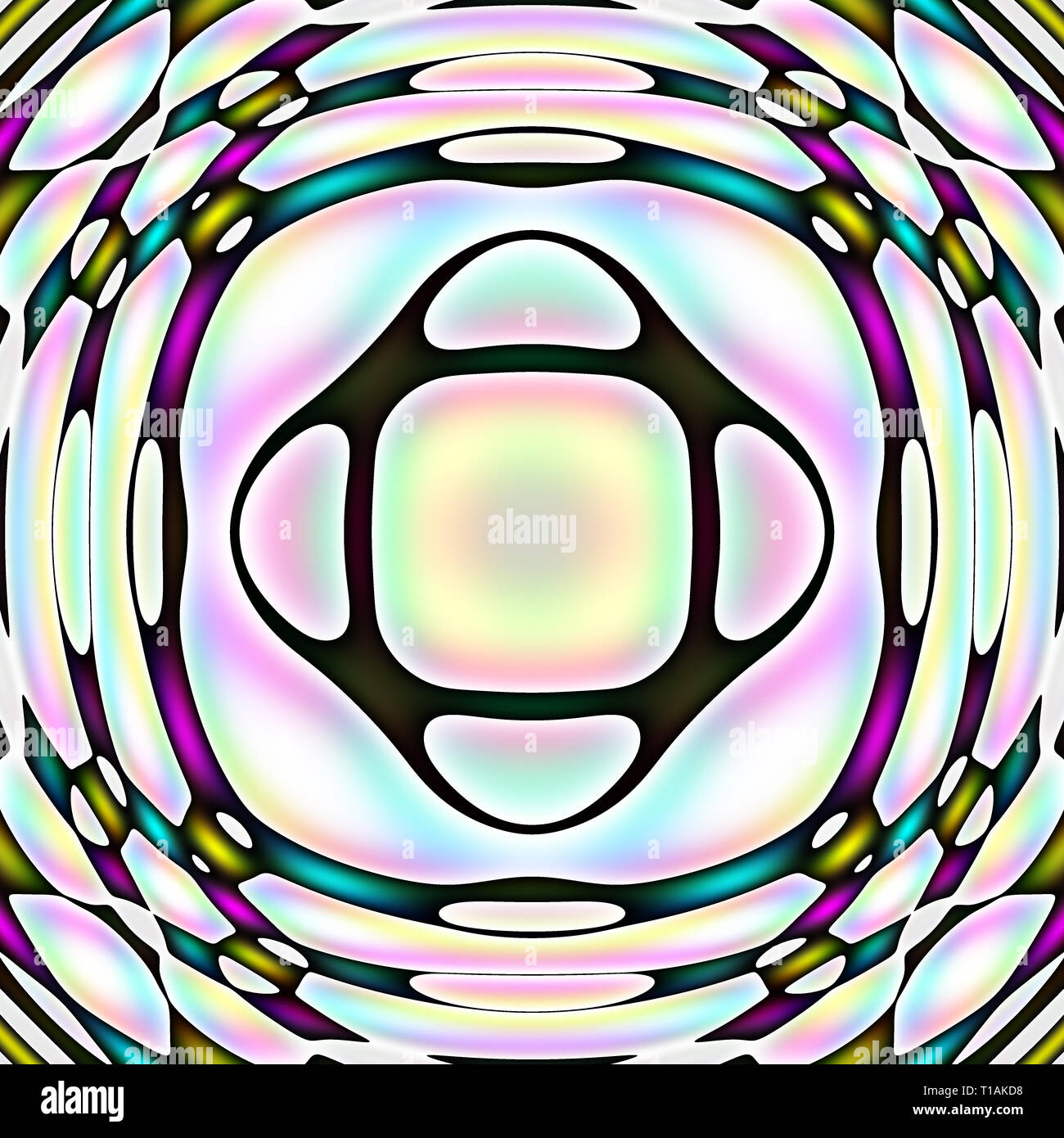 Computer immagine generata di incrocio simmetrico con forme differenti per forma e per una vasta gamma di colori Foto Stock