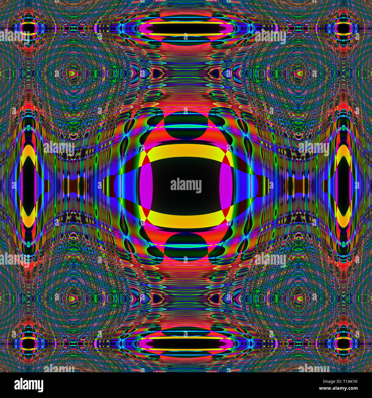 Computer immagine generata di incrocio simmetrico con forme differenti per forma e per una vasta gamma di colori Foto Stock