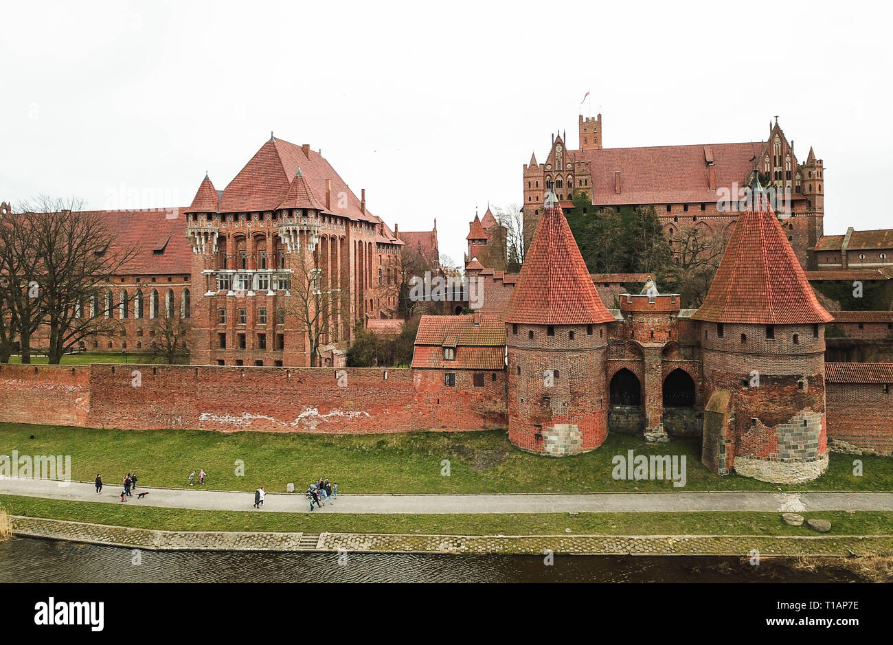 Malbork. 24 Mar, 2019. Foto scattata il 24 marzo 2019 mostra una vista del castello di Malbork in Malbork, a nord della Polonia. Il castello di Malbork è un 13esimo secolo castello teutonico e la Rocca si trova vicino alla città di Malbork, un sito patrimonio mondiale dell'UNESCO. Credito: Chen Xu/Xinhua/Alamy Live News Foto Stock