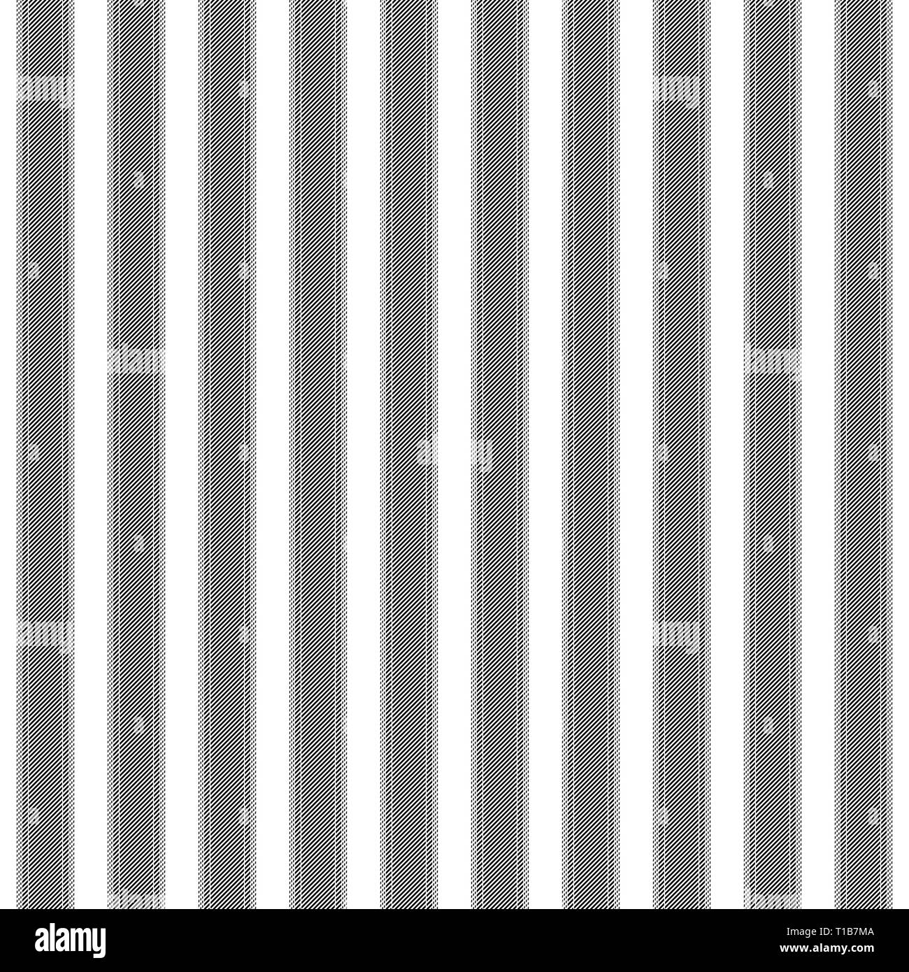 Bianco nero a strisce di tessuto classico texture. Illustrazione Vettoriale. Illustrazione Vettoriale