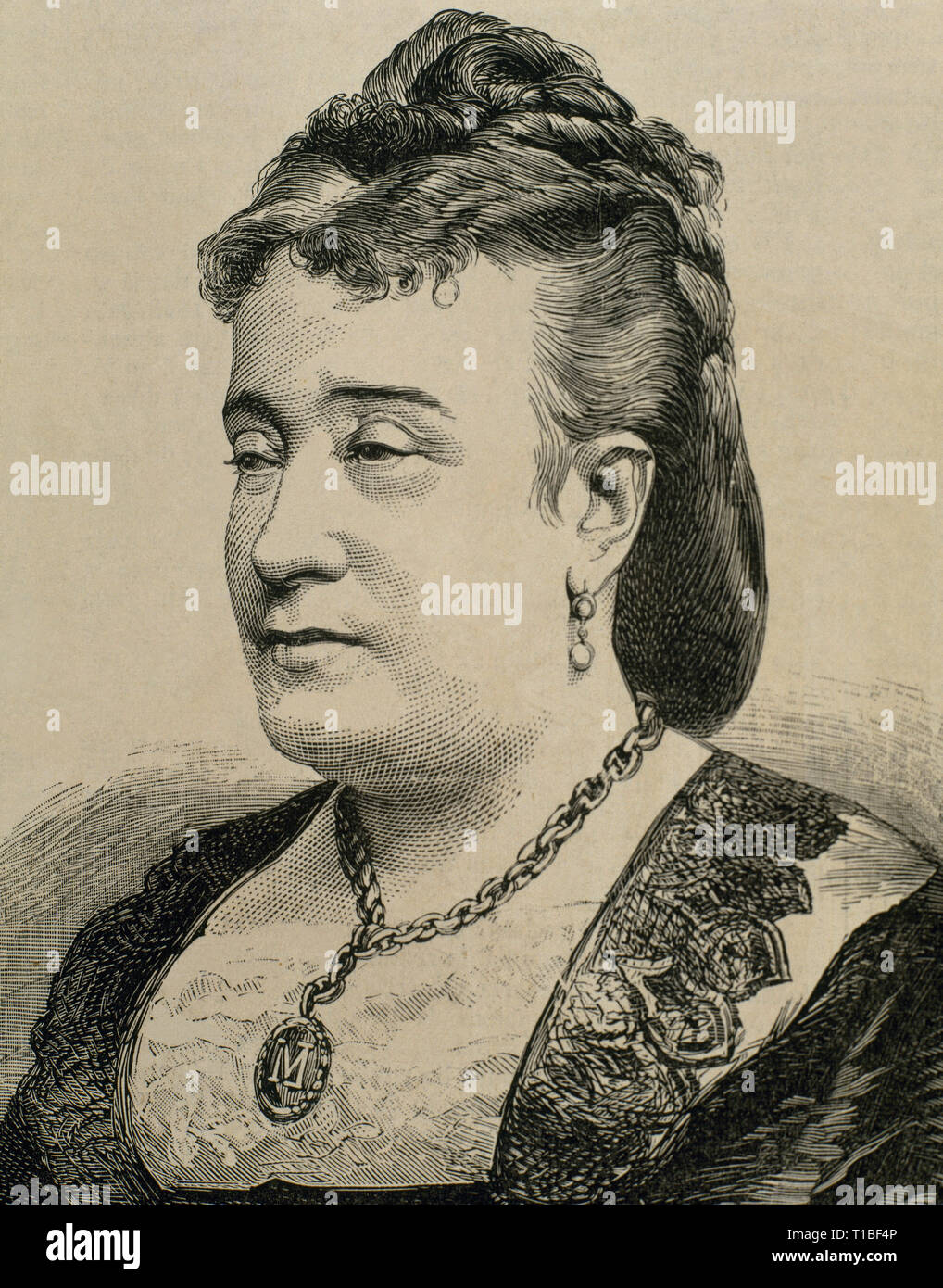 Matilde Diez (1818-1883). Teatro spagnolo attrice. Incisione. La Ilustracion Española y Americana, 1875. Foto Stock