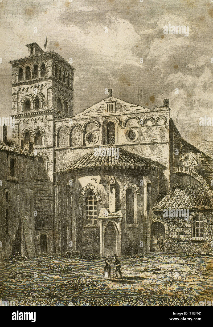 Francia, Vienne. Abside della Abbazia di Saint-Andre-le-Bas. Incisione. Panorama universale - Francia, 1841. Foto Stock