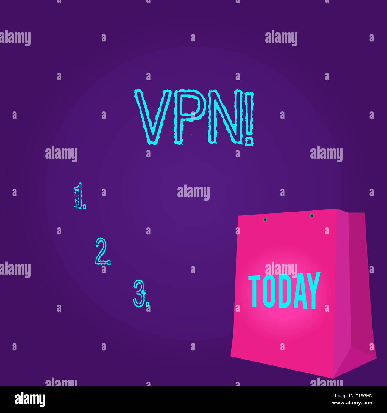Parola di scrittura di testo VPN. Business photo vetrina virtuale protetta la rete privata attraverso il dominio riservato colore protetto borsa regalo con il foro punzonato Foto Stock