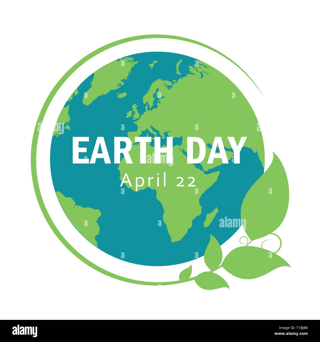 Il blu e il verde della Terra con le foglie per la giornata della terra aprile 22 illustrazione vettoriale EPS10 Illustrazione Vettoriale