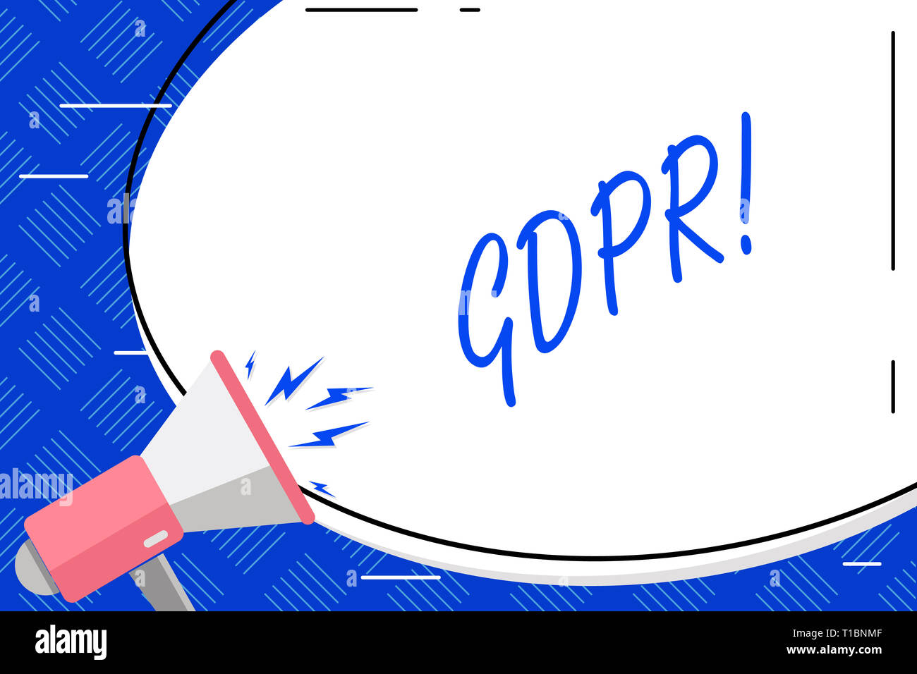 La scrittura della nota mostra il PILR. Concetto di affari generali per la protezione dei dati il Regolamento privacy leggi UE conformità bianco vuoto enorme forma ovale adesivo e Foto Stock