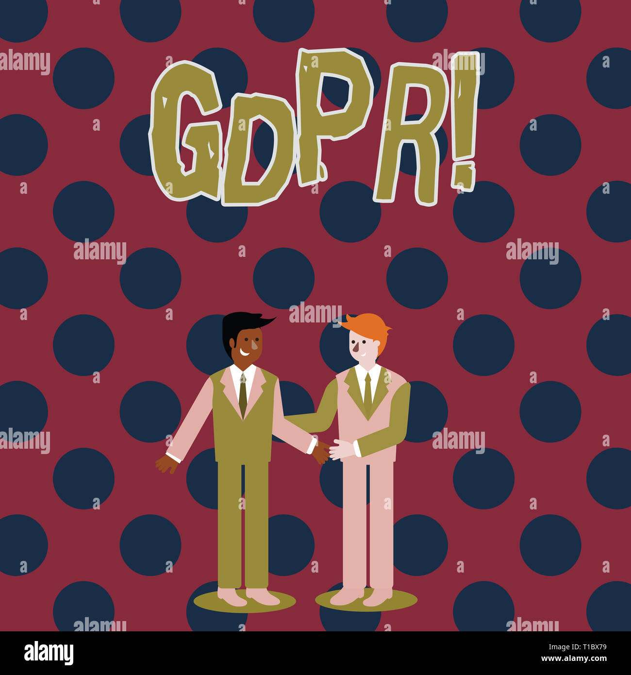 La scrittura della nota mostra il PILR. Concetto di affari generali per la protezione dei dati il Regolamento privacy leggi UE rispetto agli imprenditori e sorridente saluto ciascun ot Foto Stock