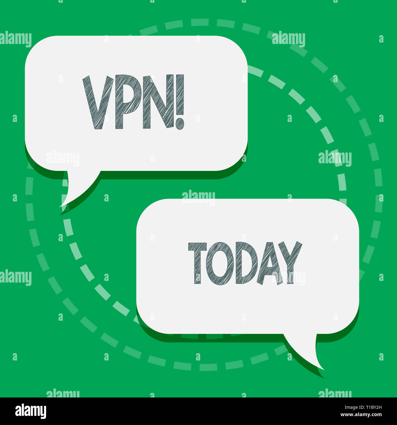 Parola di scrittura di testo VPN. Business photo vetrina virtuale protetta la rete privata attraverso il dominio riservati protetti due vuoto bianco palloncino del parlato e Foto Stock