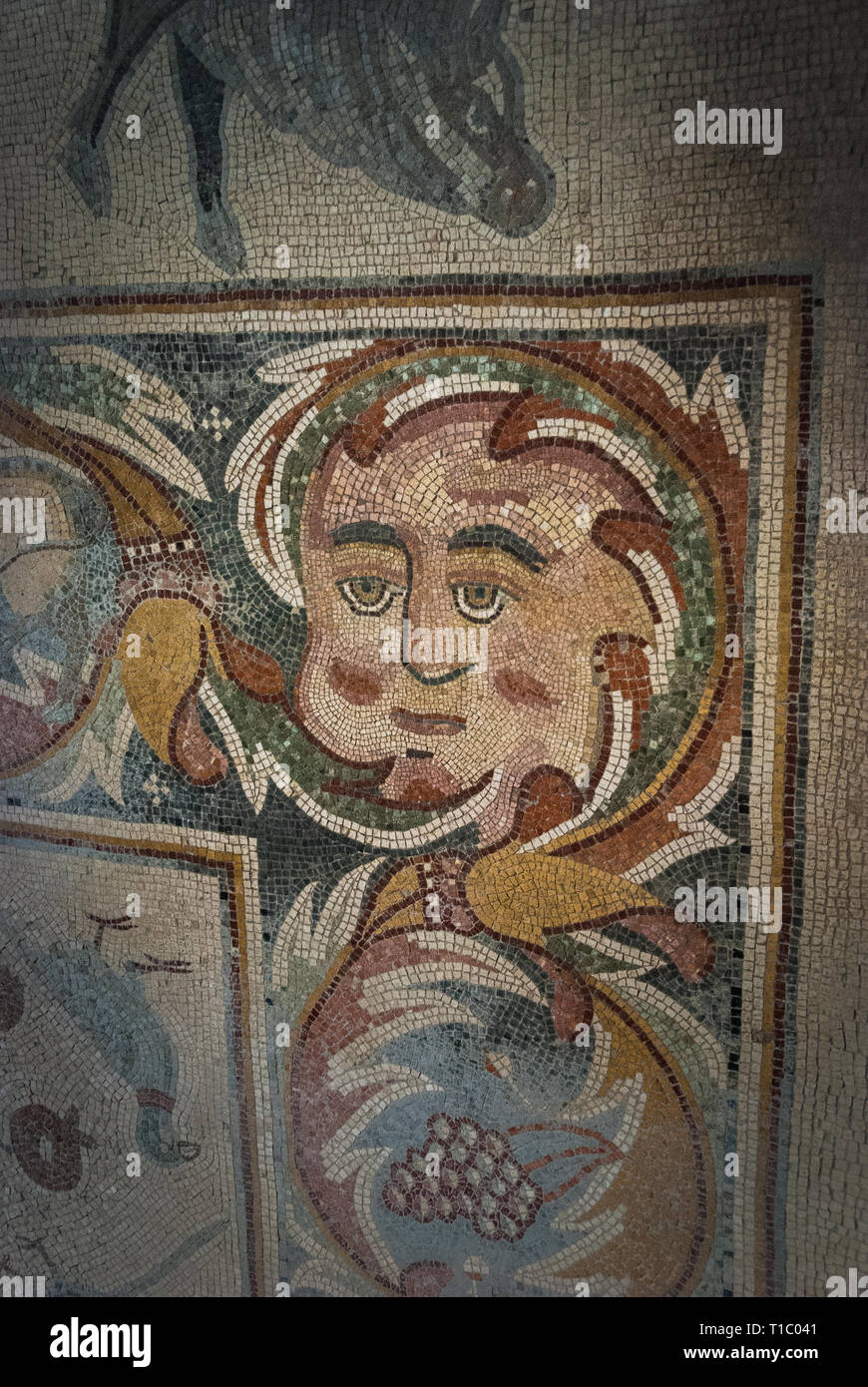 Thalassa Sea (DIO) mosaico nella chiesa degli Apostoli (Madaba), Giordania Medio Oriente Foto Stock