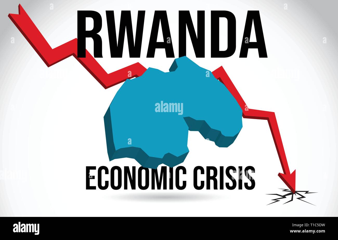 Mappa di Ruanda crisi finanziaria del crollo economico del mercato globale di Crash Meltdown illustrazione vettoriale. Illustrazione Vettoriale